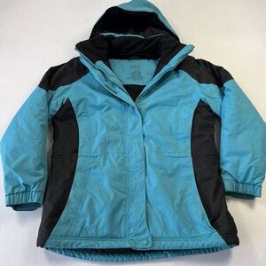 L.L. Bean Womens Winter Jacket Nylon Full Zip Hooded Outdoor Primaloft Blue Sz M